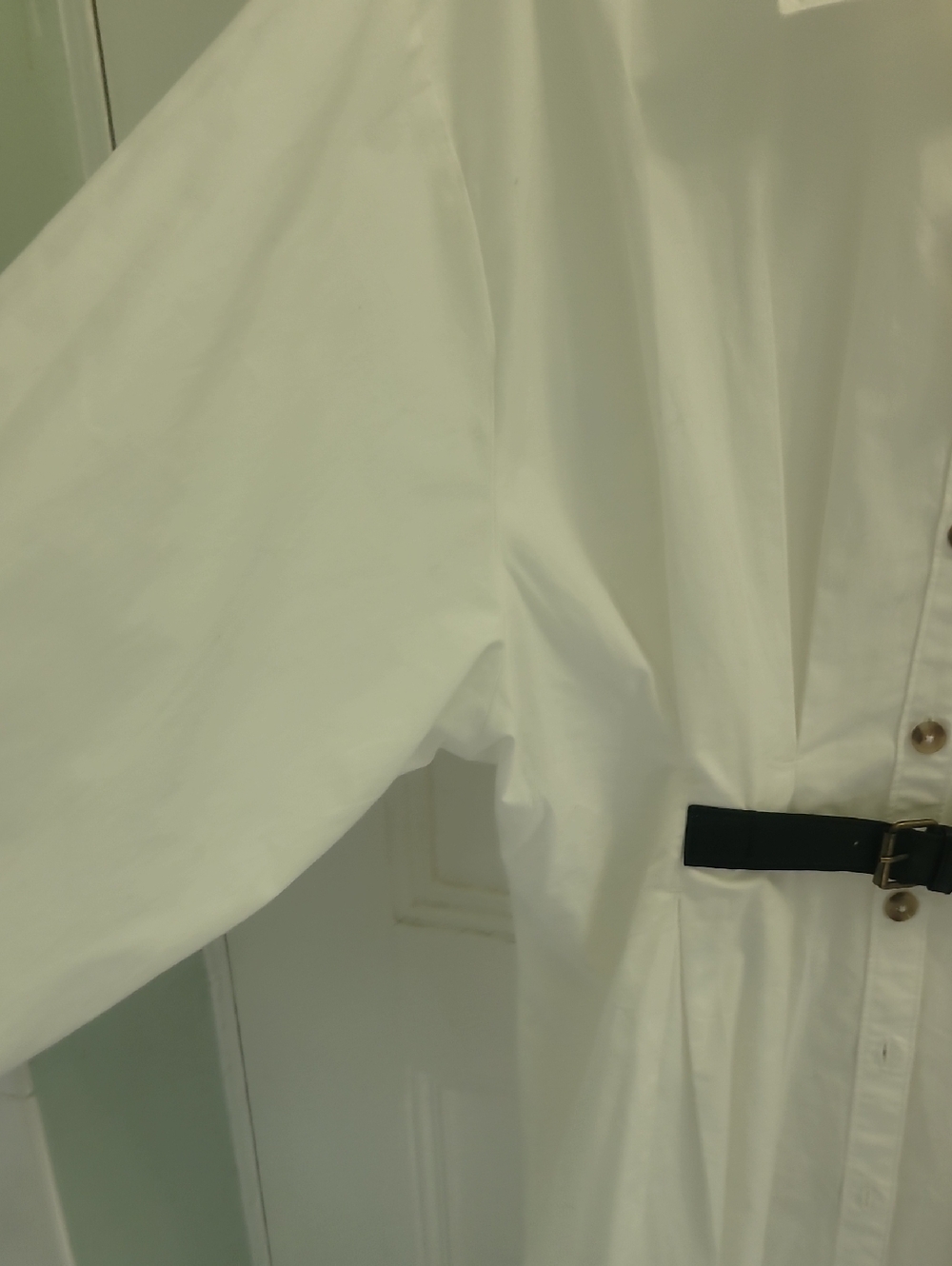 NWT By Anthropologie Belted Buttondown Shirt Women's Size 8 White Cotton Peplum - Picture 10 of 13